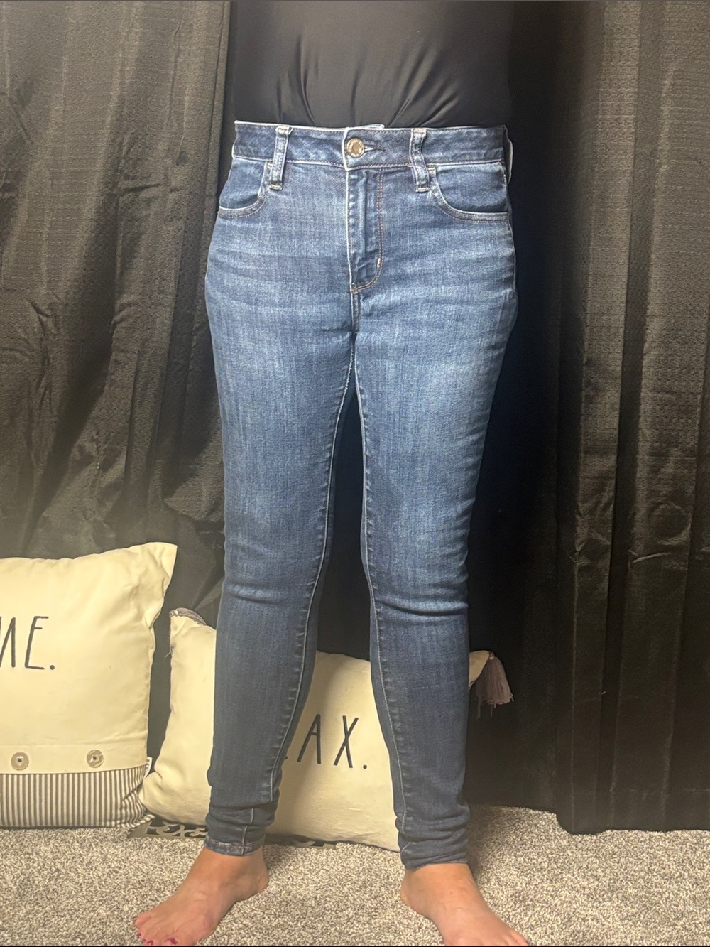 American Eagle Outfitters Dark Blue High-Rise Skinny Jeggings